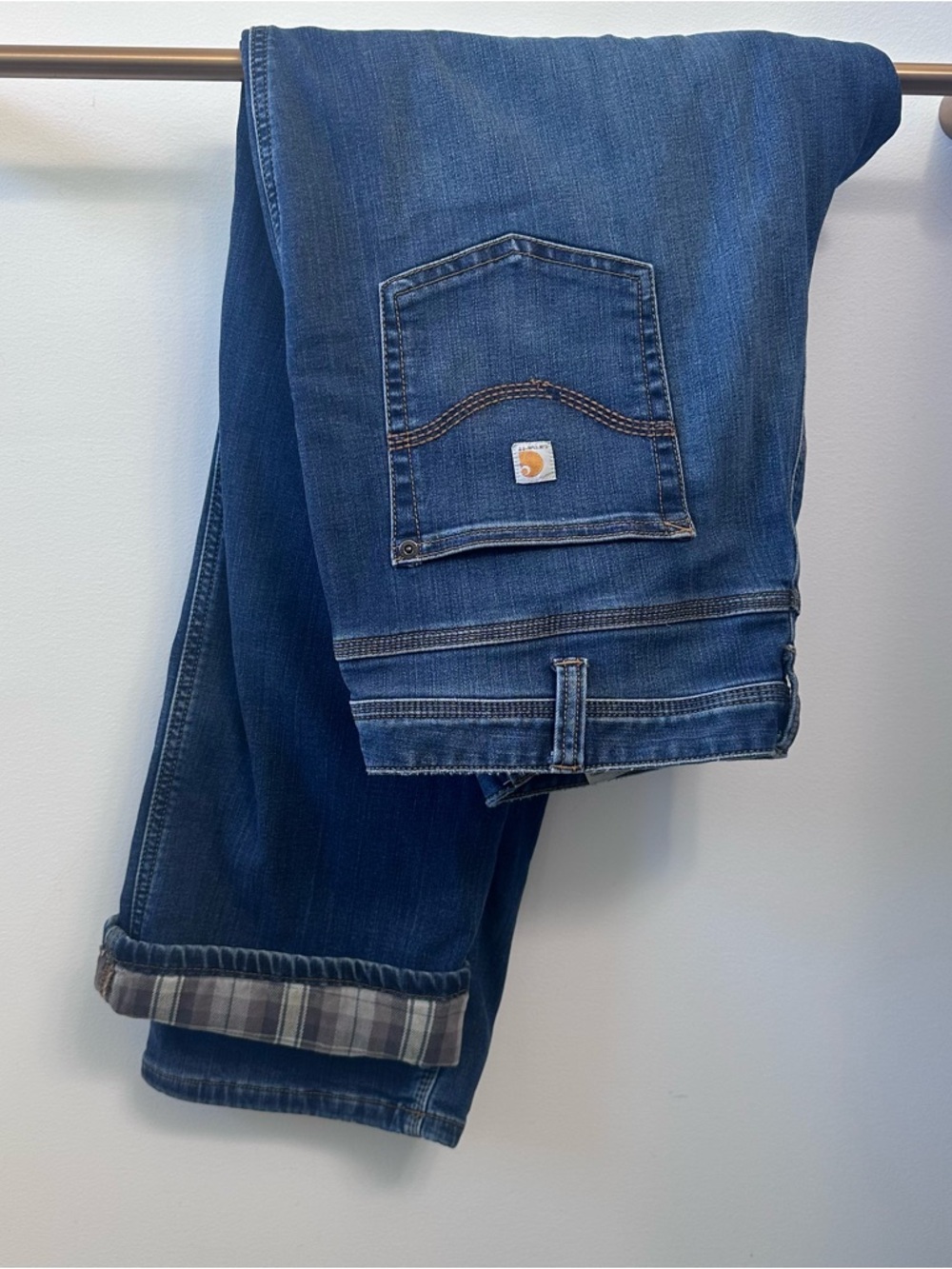 Carhartt Boone Flannel Lined Jeans Dark Wash Relaxed Fit Women’s 14 Regular